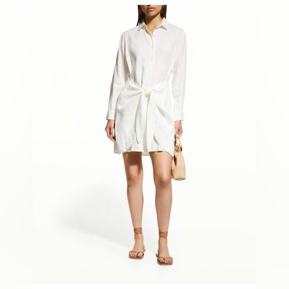 Rails Dresses & Skirts - Rails Nadia Linen Button Down Tie Front Dress in White Small